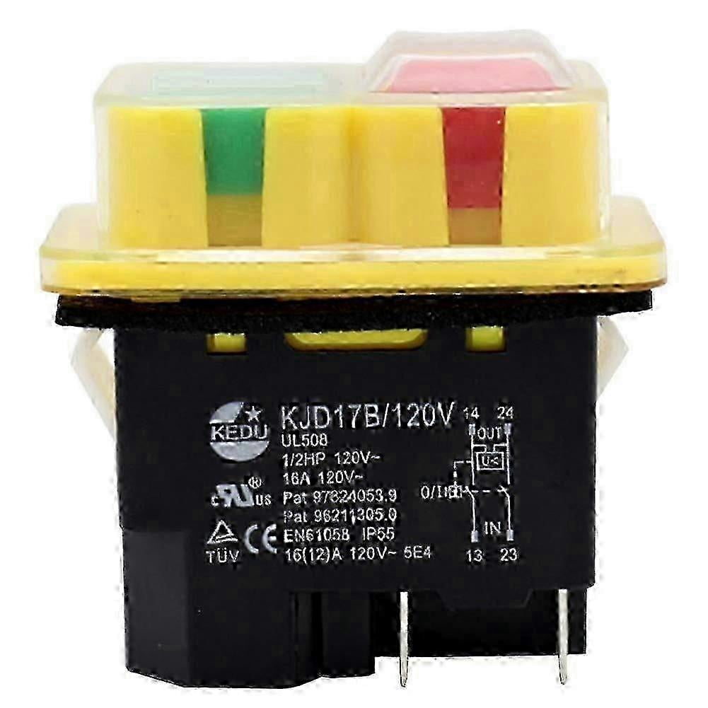 KEDU KJD17B Industrial ON Off Switch Waterproof 120V/16A for Cutting ...