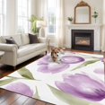 thumbnail image 4 of Rectangle Rug 6x9ft Area Rug, Spring Purple Flower Petals on White Area Rugs for Living Room Bedroom, Watercolor Floral Floor Mat Non-Slip Non-Shedding Carpet Indoor Accent Rugs, 4 of 9