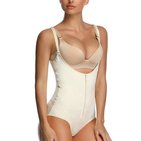 

POP CLOSETS Shapewear for Women Tummy Control Fajas Colombianas Reductoras Levanta Cola Post Surgery Body Shaper Zipper Open Bust Bodysuit