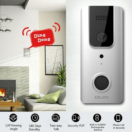 - HD1080P WiFi Wireless DoorBell with Camera , DIGOO Waterproof Smart Home Night Visual Video Door Bell Security Camera Phone App Control Intercom Alarm Clear Night Vision Doorbell