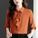 thumbnail image 5 of Ropa de trabajo,Suéter de manga larga con cuello en V para mujer, top informal, mezcla de acrílico suave, versátil para el hogar, sopatenor, 5 of 9