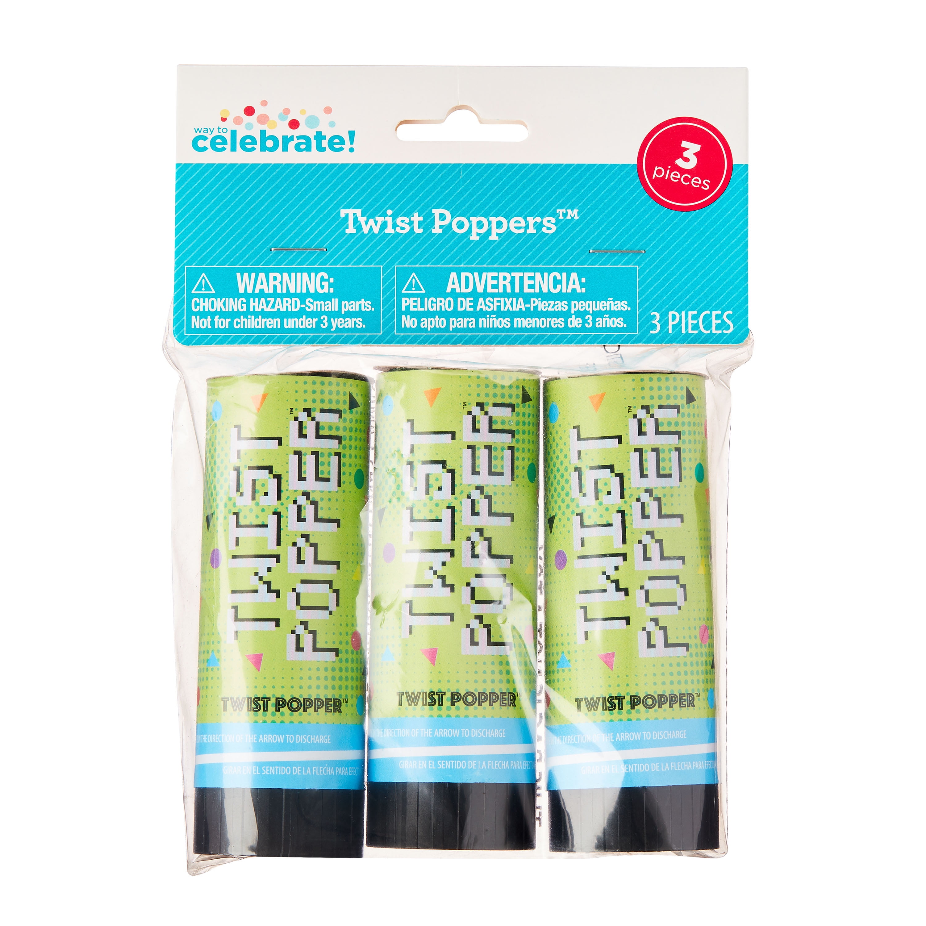 Gamer Confetti Twist Poppers, 3 Count, by Way To Celebrate
