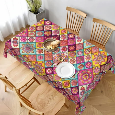 

WISH TREE Patriotic Rectangle Tablecloth Waterproof Tablecloths Outdoor Table Cloth with Washable Polyester and Wrinkle Resistant Table Cover Decorate for Indoor Home Summer Dining