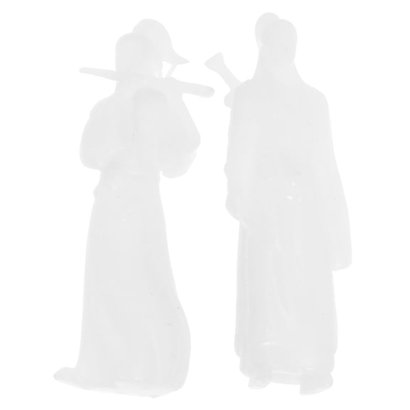 UPGRATOR 2Pcs White Plastic Ancient Figure Sculpture Micro Landscape Decor for Home Office