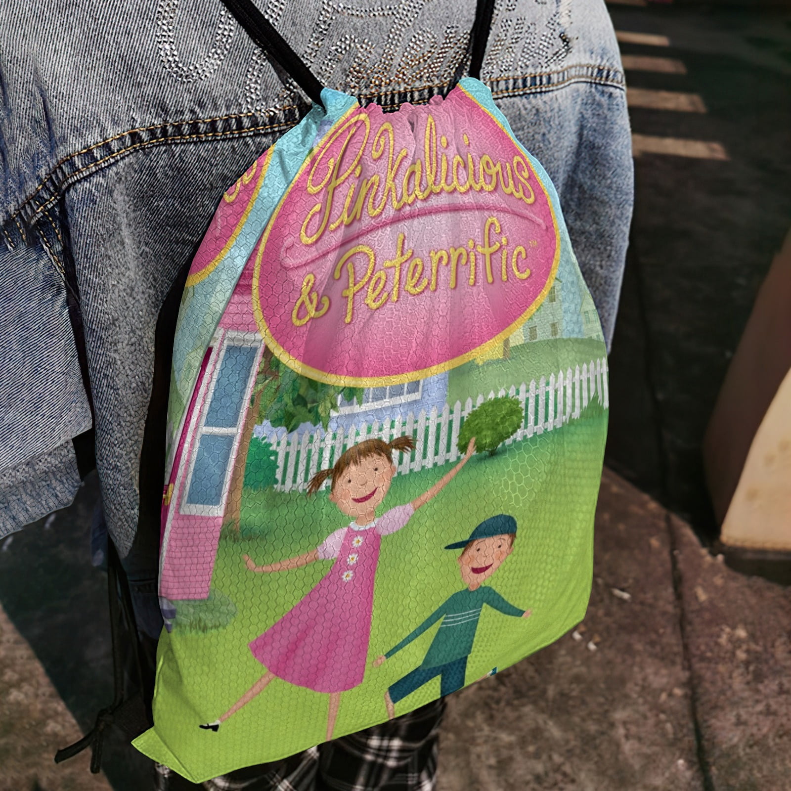 Pinkalicious and Peterrific-theme Drawstring Backpack Sports Gym Bag Water Resistant String Bag Cinch Bag，12"X16"（30X40cm）
