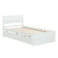 thumbnail image 6 of CoSoTower Modern Twin Bed Frame with Twin Trundle for White High Gloss Headboard and Footboard with Washed White Color, 6 of 9
