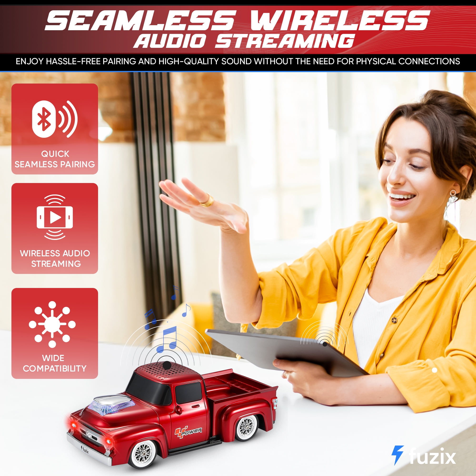Fuzix WS-538 Car Bluetooth Portable Speaker with LED AUX USB FM Rechargeable