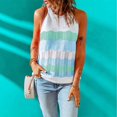 thumbnail image 3 of Sleeveless Halter Neck Tank Tops Summer Vest Color Block Stylish Women Shirt Top, 3 of 5