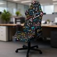 thumbnail image 5 of HELLHERO Math Science Doodle Pattern 4 Pack Gaming Chair Cover with Armrest Cover for Gamer, Stretch Spandex Gaming Chair Seat Cover with Armrest Covers for Living Room, 5 of 10