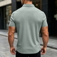 thumbnail image 5 of Men Geometric Embossed Polo Shirt, Cooling Breathable Short Sleeve Lapel Collar 3 Button Business Casual Summer Top Size 3XL Army Green, 5 of 7