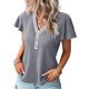 thumbnail image 1 of Tops elegantes con botones de empalme de gofres para mujer, camiseta de manga Feifei de estilo dulce, camisetas rectas informales para mujer 2023, 1 of 5