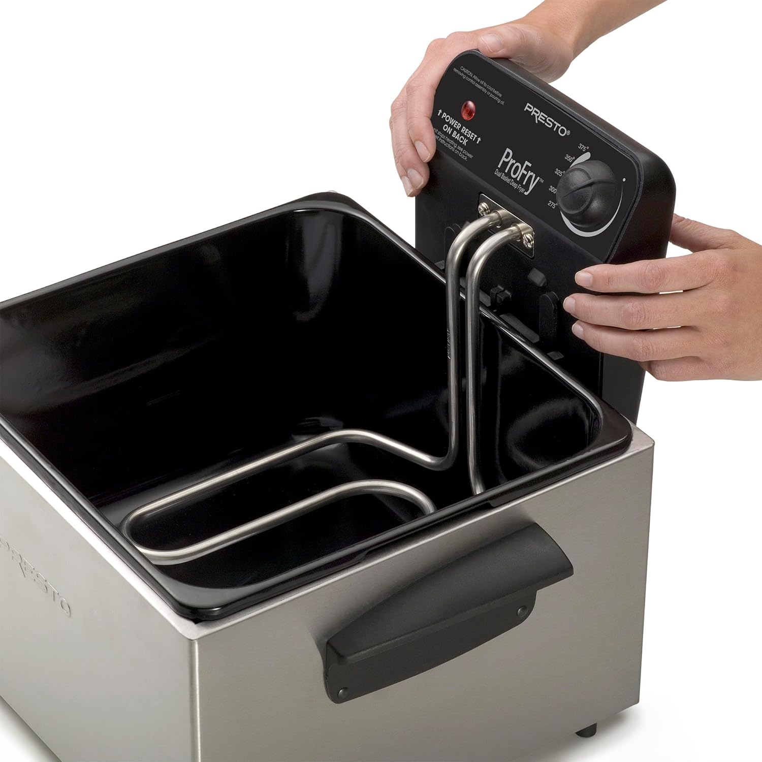 Presto Stainless Steel Dual Basket Pro Fry Immersion Element Deep Fryer