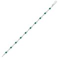 thumbnail image 3 of SZUL Women's Emerald and Natural Diamond Double Bar Link Bracelet in .925 Sterling Silver, 3 of 7