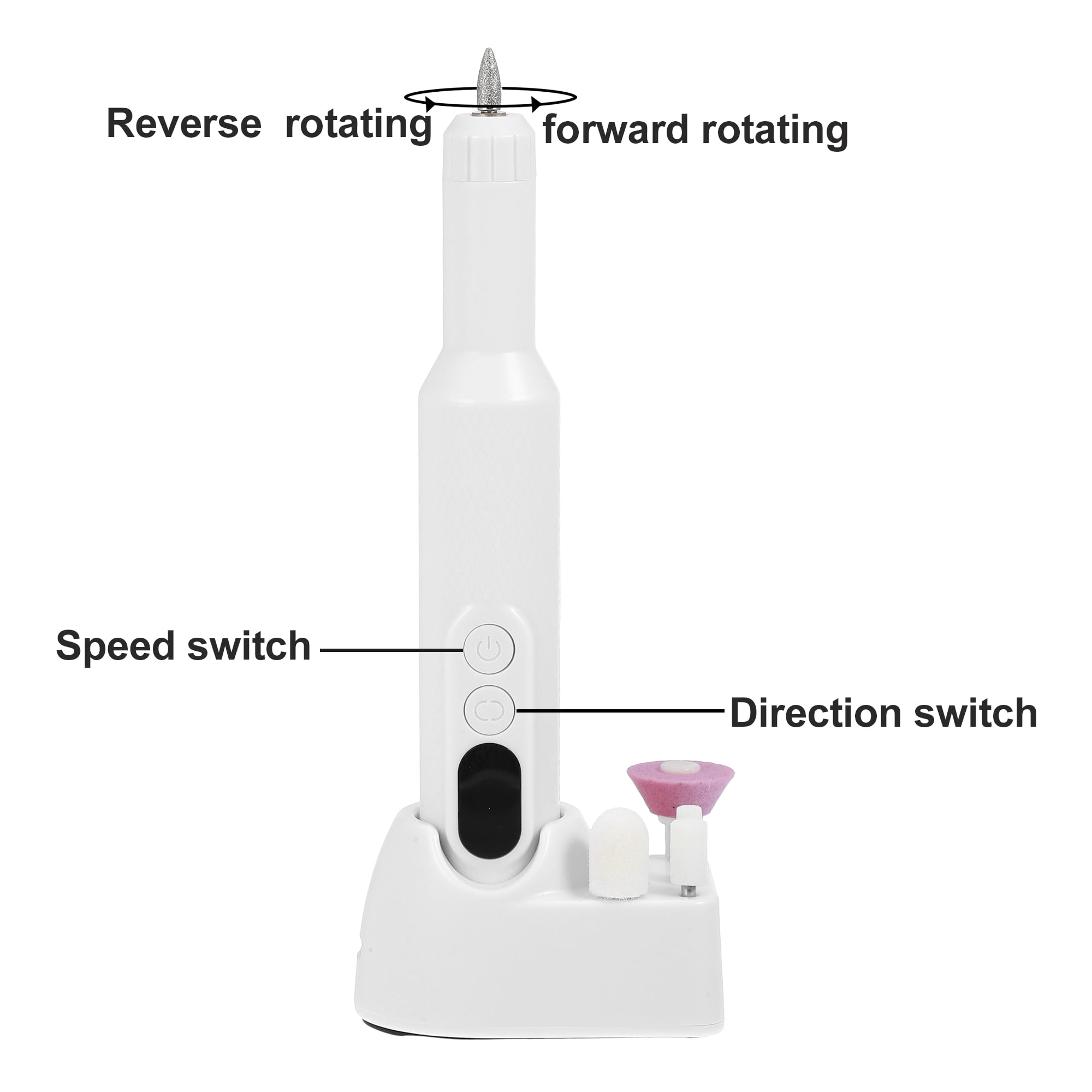 Electric Nail File Set Nail Drill Machine Pedicure Set Nails Care Kit for Home Salons Use ABS White