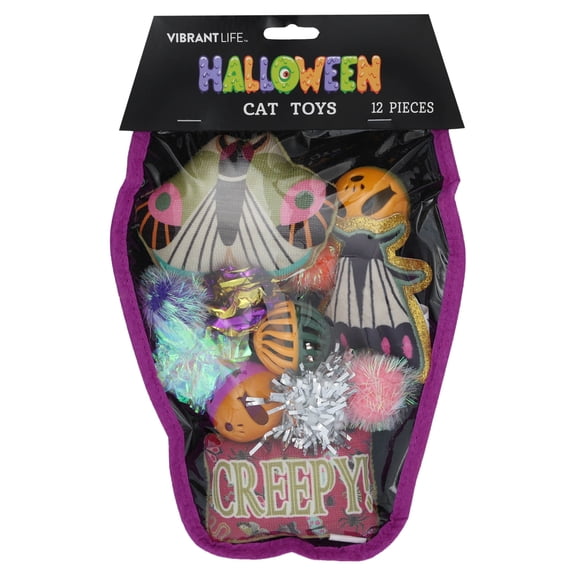 Vibrant Life Halloween Creepy Critter Cat Toys, 12 Pieces