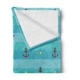 thumbnail image 2 of Aqua Soft Flannel Fleece Throw Blanket, Nautical Pattern with Halftone Dotted Sea Inspired Background and Marine Anchor, Cozy Plush for Indoor and Outdoor Use, 50" x 60", Multicolor, by Ambesonne, 2 of 5