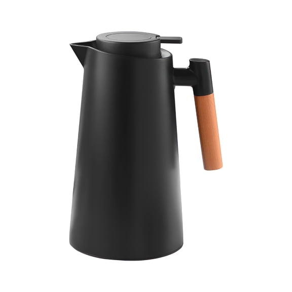 ACDANC Thermal Carafe,34oz/1L Thermal Vacuum Carafe with Glass Liner and Wood Handle Insulated Coffee Carafe for Coffee Tea Hot or Cold Drinks,One Key Temperature Display