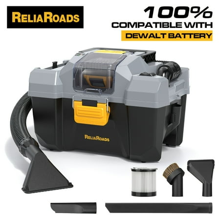 DeWALT 20V Cordless Wet Dry Vacuum, 2.6 Gal, 12.1 Kpa Suction, 6.56ft Hose & 4 Nozzles, For Car Home Workshop (Battery Not Included)