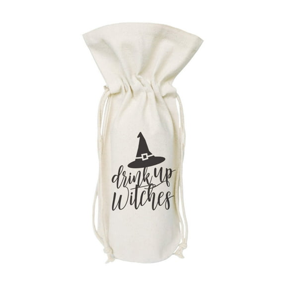 Drink Up Witches! Cotton Canvas Wine Bag