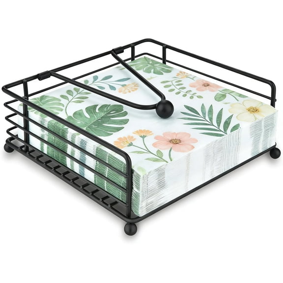 WLGJL Napkin Holder for Table & Kitchen - Modern Flat Napkin Dispenser for Home & Outdoor Dining, Paper Napkin Holders with Weighted Arm for Easy Access - Keep Your Dining Area Tidy and Organized