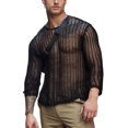 thumbnail image 1 of Men Mesh Top See Through Hollow-out Sexy Polyester Knitted Mesh Top, 1 of 5