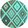 thumbnail image 1 of Ahgly Company Indoor Round Abstract Turquoise Blue Contemporary Area Rugs, 4' Round, 1 of 4