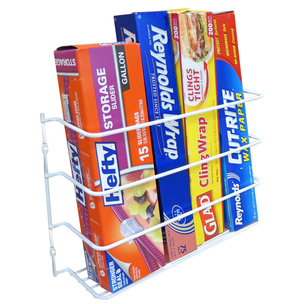 Wall/Door Mount Kitchen Wrap Organizer RackSpace Saver, Chrome or