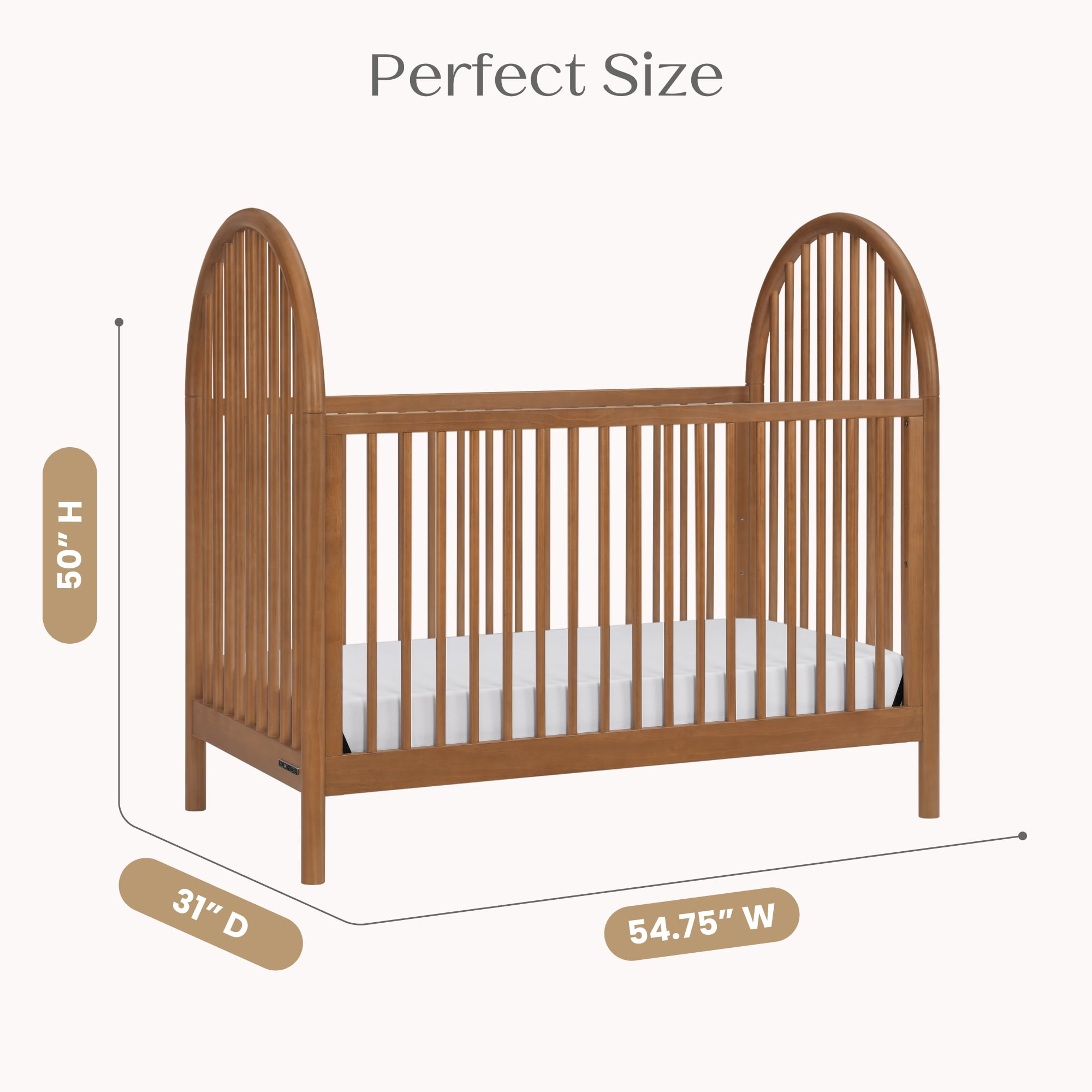 Delta Children Cannon 4-in-1 Convertible Crib - Converts from Baby Crib to Toddler Bed, Daybed and Sofa Bed, Fits Standard Full-Size Crib Mattress, Chestnut