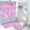 Pink, variant on 4Pcs Mermaid Rainbow Kids Shower Curtain Sets with Rugs, Blue Bling Glitter Girls Bathroom Set with Shower Curtain and Rugs, Ocean Themed Bathroom Sets Decor for Women
