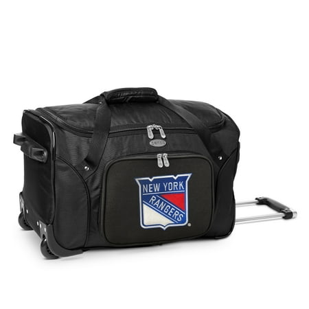 MOJO Black New York Rangers 22 2-Wheeled Duffel Bag MOJO Black New York Rangers 22 2-Wheeled Duffel Bag