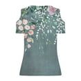 thumbnail image 6 of QUNYINEY V Neck Tops for Women Casual Short Sleeve Floral Blouses Loose Cold Shoulder Summer Women Blouse, 6 of 7