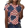 thumbnail image 2 of Fiudx Camisas de Mujer Moda Mujer Causal Día de La Independencia Cuello Redondo Impresión Blusa Manga Corta Camiseta Verano Tops, 2 of 6