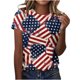 thumbnail image 2 of Fiudx Camisas de Mujer Moda Mujer Causal Día de La Independencia Cuello Redondo Impresión Blusa Manga Corta Camiseta Verano Tops, 2 of 6