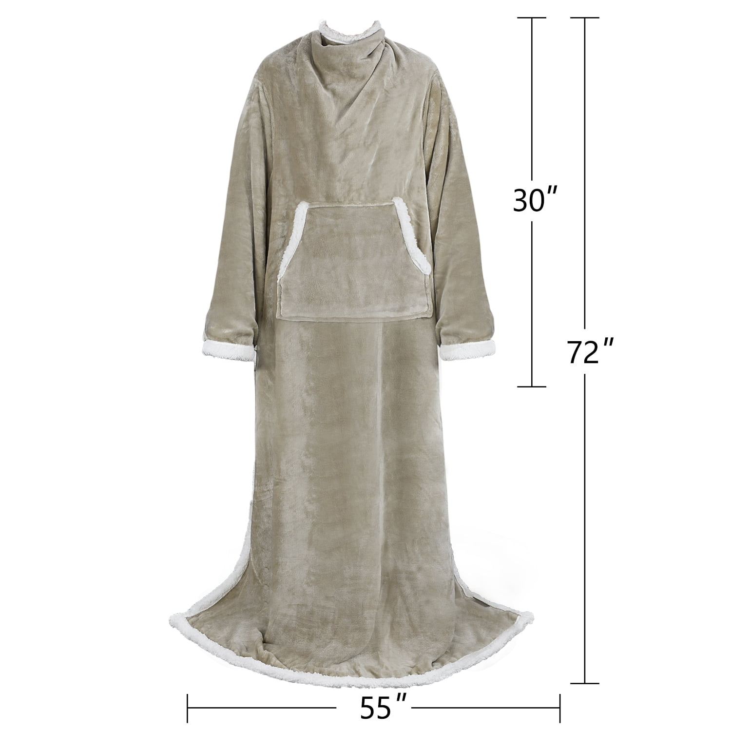 Catalonia Wearable TV Blanket with Sleeves Arms Warm Micro Plush Sherpa Fleece for Adult Large Wrap Throw Robe 72 x 55”