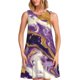 thumbnail image 1 of Balery Purple Gold Marble Swirls Vestidos de verano para mujer con estampado: vestido holgado sin mangas, vestido playero informal y cómodo para días calurosos., 1 of 7