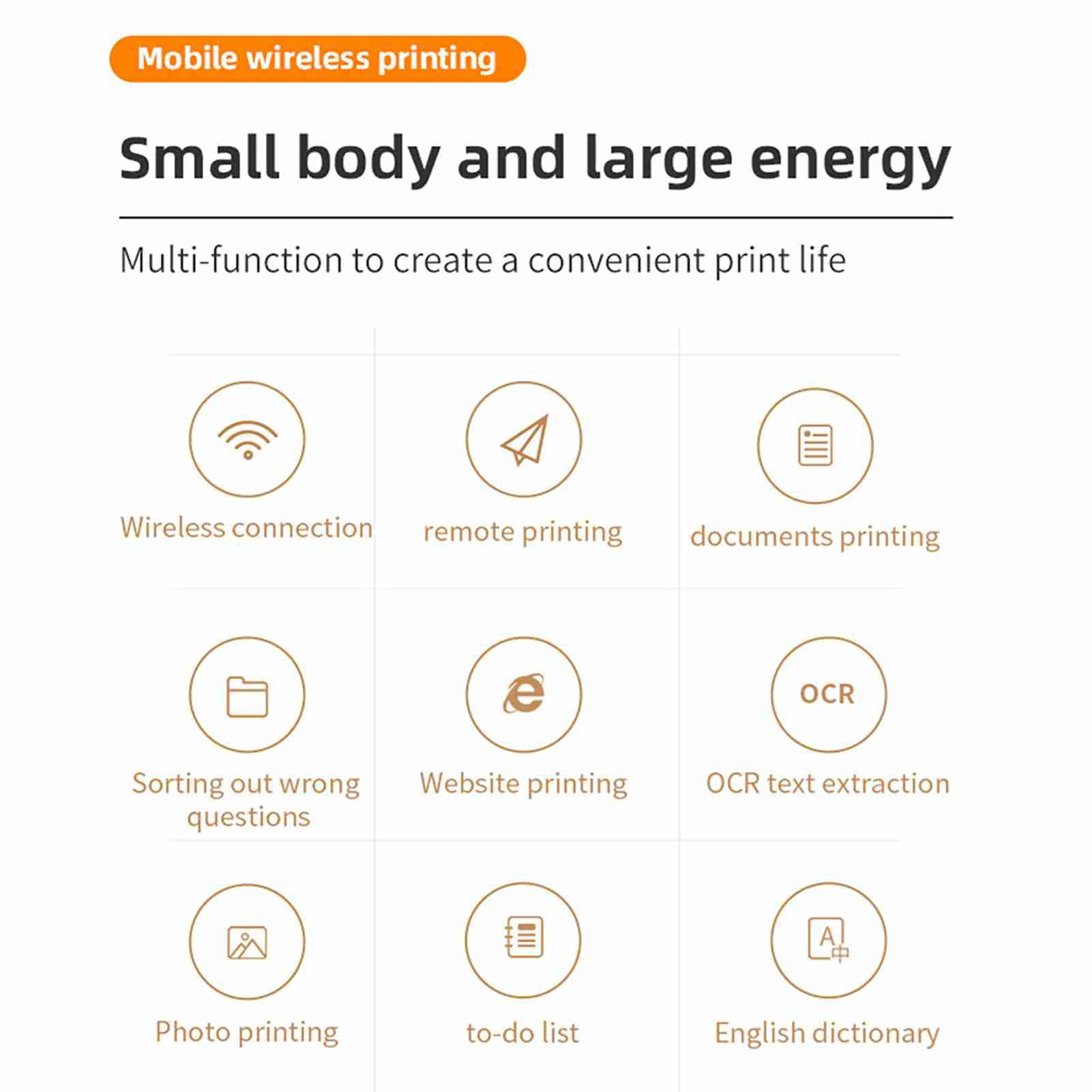 Printing A4 Portable Paper Printer Thermal Printing Wireless BT Connect Compatible With IOS And Mobile Photo Printer Support 210mm Wide For Outdoor Travel Home Office