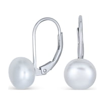 Bling Jewelry Womens Simple Iridescent Peacock Freshwater Pearl Drop Ball Earrings in Sterling Silver