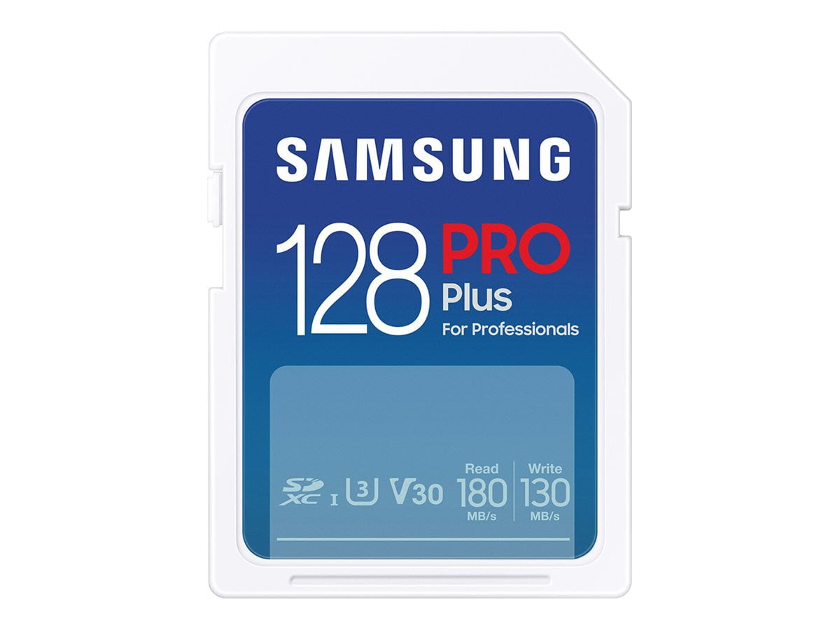 Samsung PRO Plus MB-SD128SB - Flash memory card - 128 GB - Video Class V30 / UHS-I U3 / Class10 - SDXC UHS-I