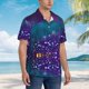 thumbnail image 3 of Fotbe Purple and Green Glitter Camisa Hawaiana para Hombre Unisex – Camisa Casual de Verano con Botones de Manga Corta de Algodón y Lino,Small, 3 of 7