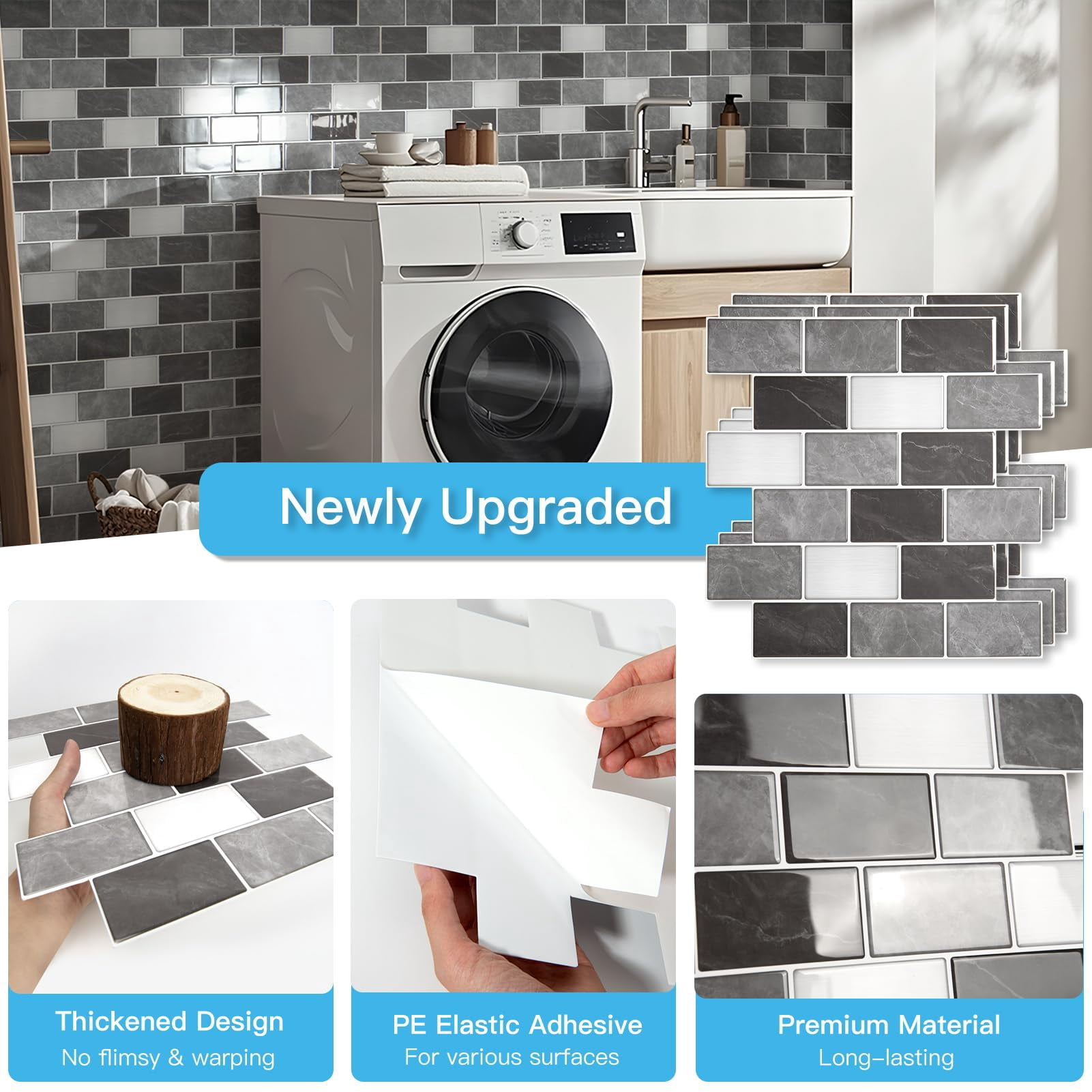Peel And Stick Granite Wall Tiles - 12"x12" Thicker Design Backsplash  Self-adhesive Tile For Kitchen & Bathroom Decor