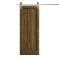 Modern Barn Door 24 x 80 inches | Ego 5006 Marble Oak | 6.6FT Silver Rail Track Heavy Hardware Set | Solid Panel Interior Doors