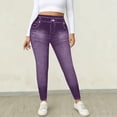 thumbnail image 6 of Bovxnpu Women's High Waisted Jeggings Pants Jeans Denim Pants Leggings Women's Faux Denim Print Wide Leg Pants Fake Pockets Long Sleeve Style Pants, 6 of 9
