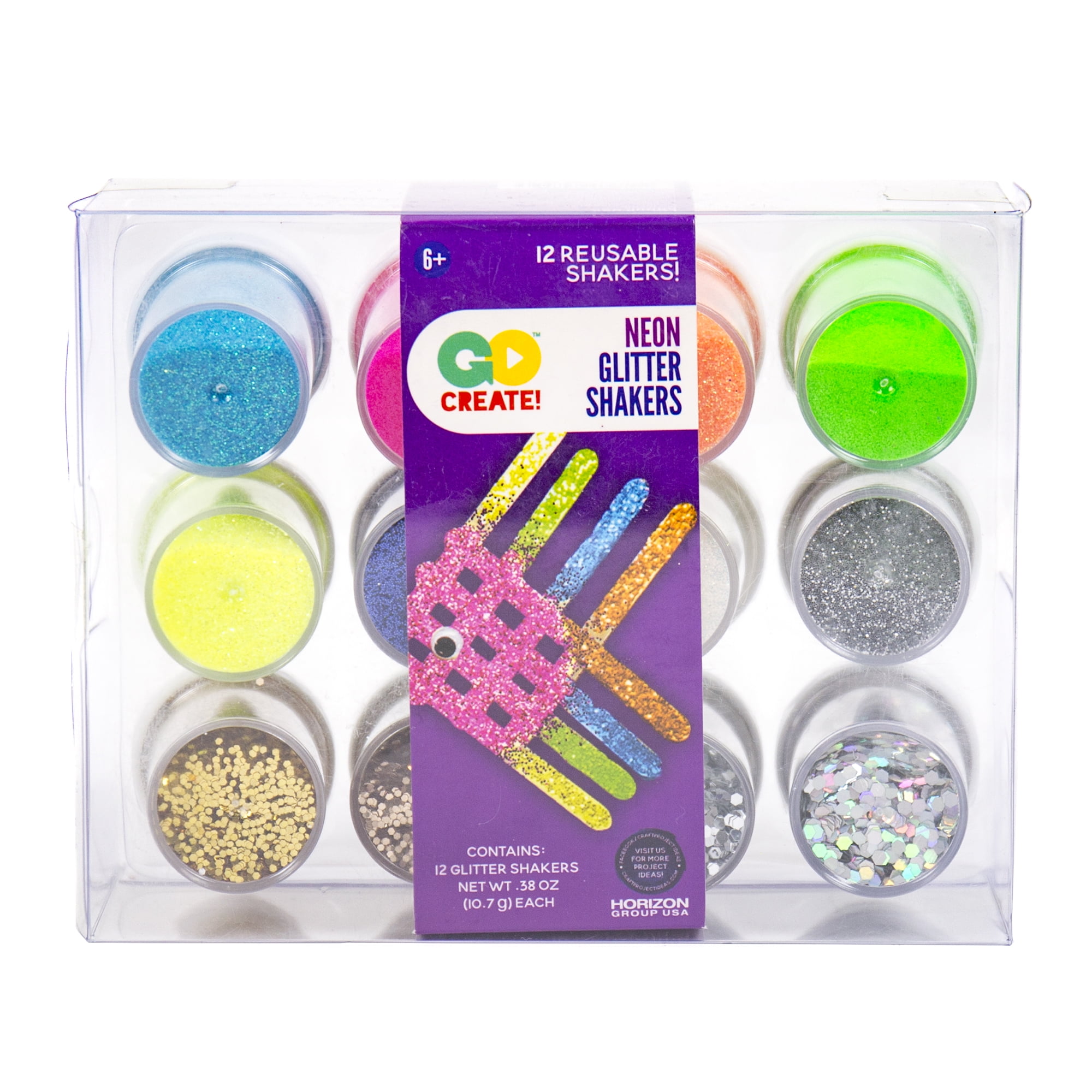 Go Create Rainbow Neon Mixed Glitter Mega Pack, 12 Count
