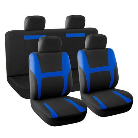 Car Seat Covers Full Set Blue Black for Auto SUV with Head