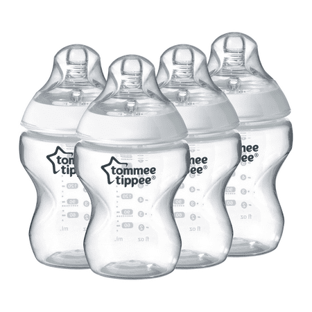 Tommee Tippee Closer to Nature Baby Bottle | Breast-Like Nipple with Anti-Colic Valve, BPA-free – 9-ounce, 4 Count