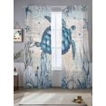 thumbnail image 2 of Sea Turtles Sheer Curtains 2 Panels Set Marine Life Corals Shell Starfish Ocean Vintage Sheer Window Curtains Light Filtering Rod Pocket Voile Drapes for Bedroom Living Room 52"X108", 2 of 8