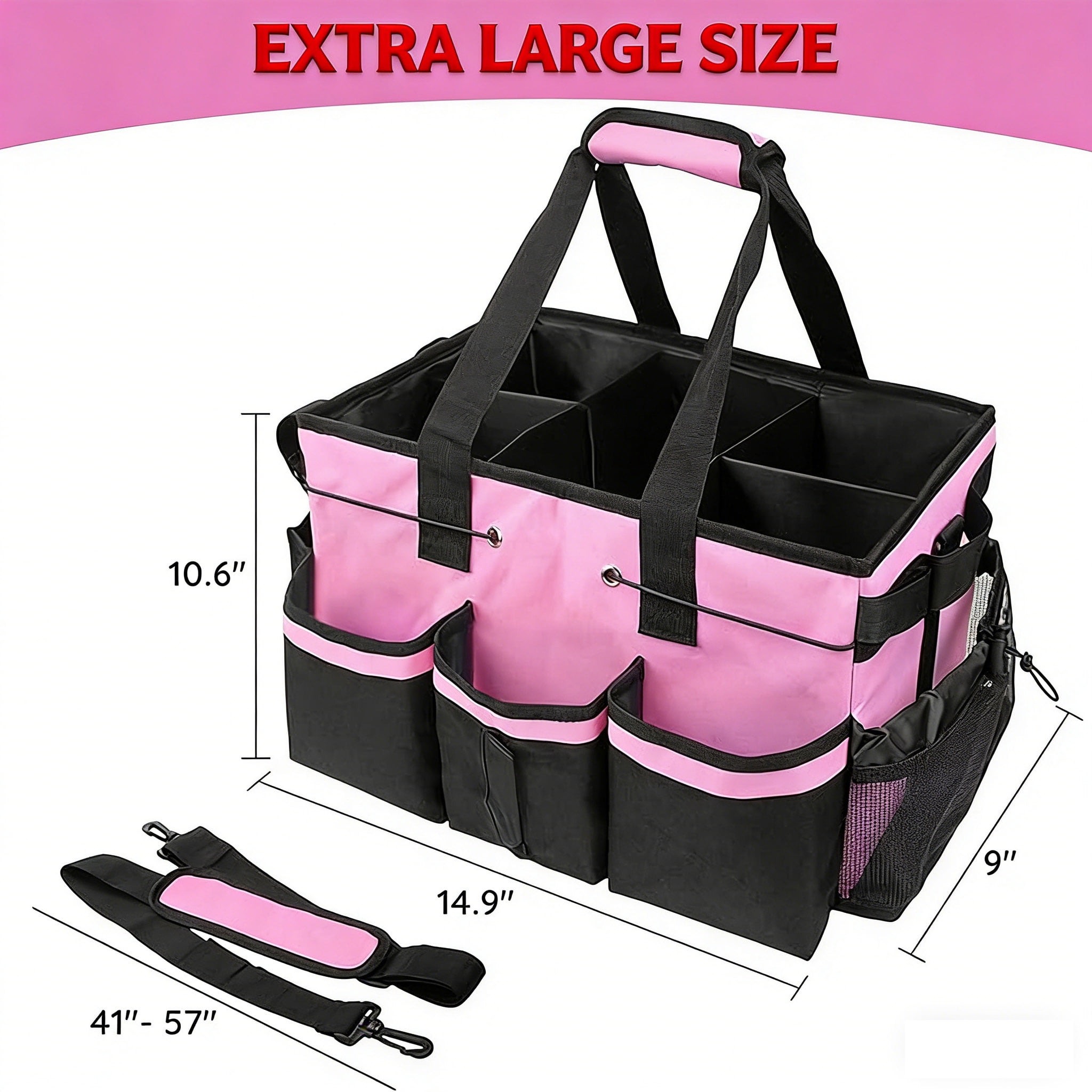 LANGSONGHONG Large Cleaning Caddy Bag, with Multi Pockets, for Car Accessories, Cleaners, Under Sink and Housekeeper