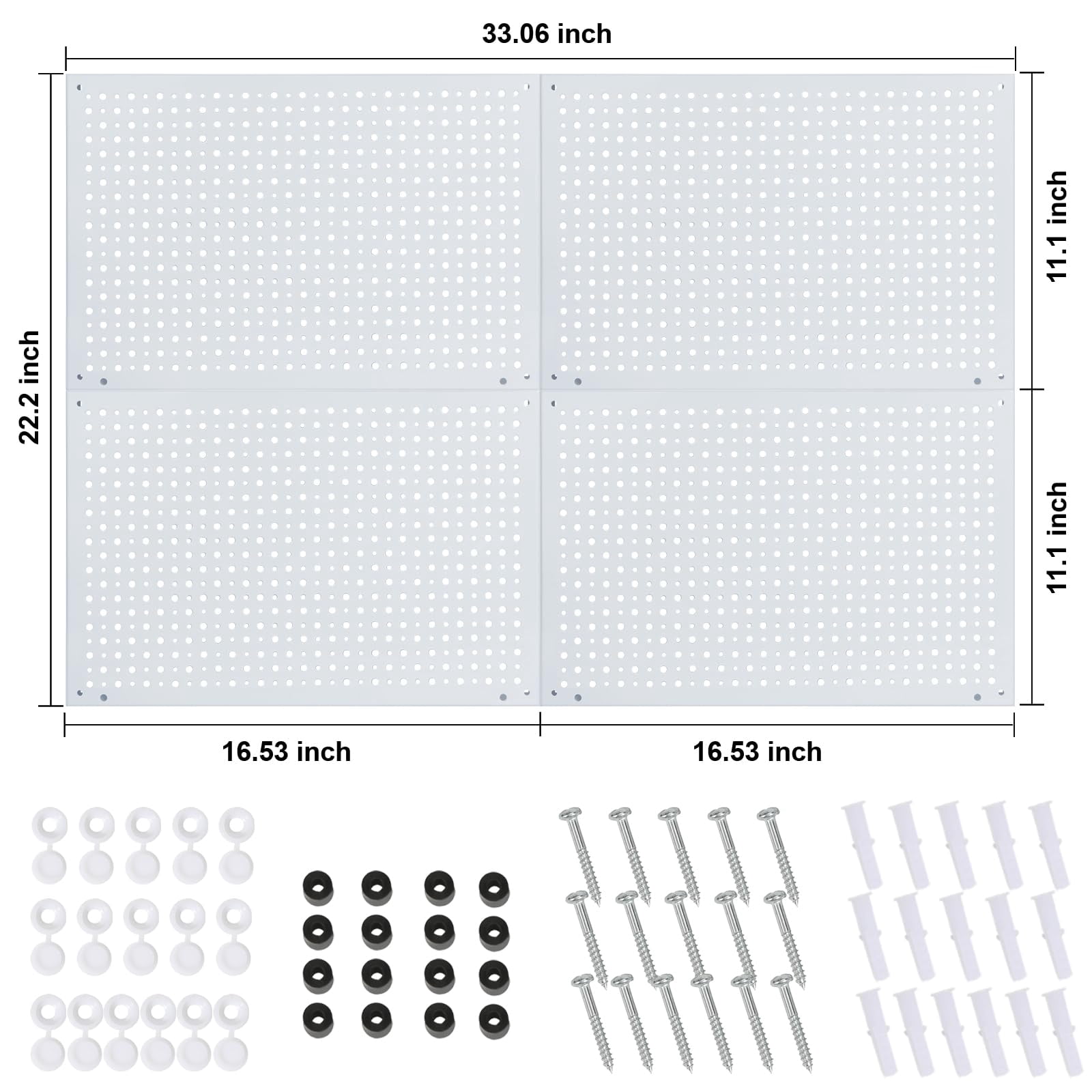 4-Pack Heavy Duty Steel Pegboard with 106 Hooks Bins & Locks - Garage Organization Kit 16x10.5 Inch