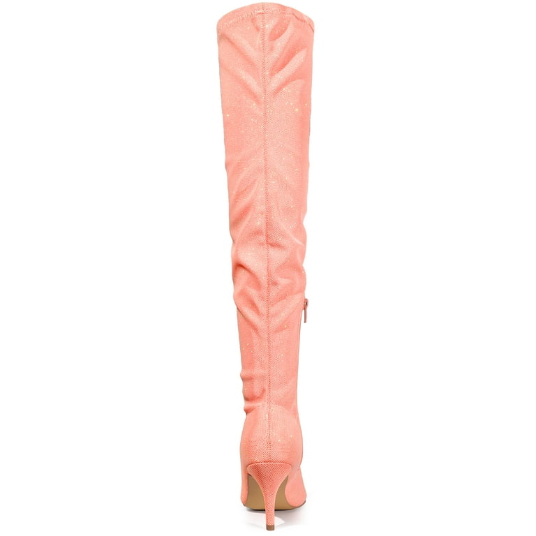 BLISSFUL STEP Women's Glitter Pointed Toe Stiletto Heels Over the