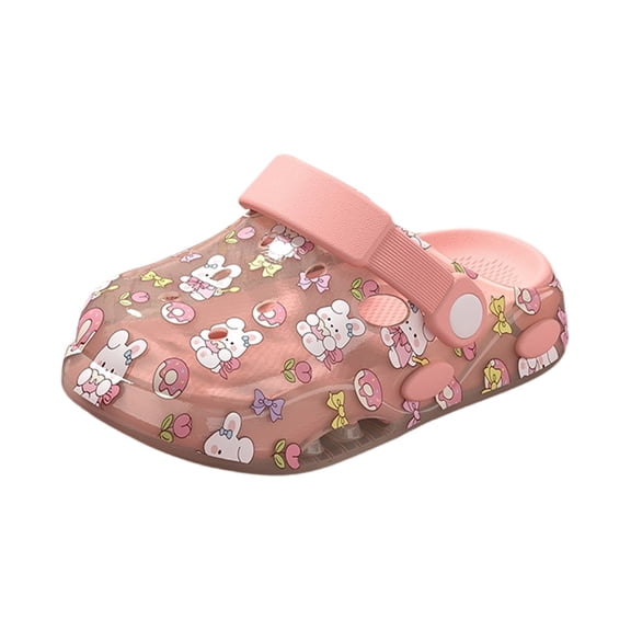 Lusa Cute Bunny Print Kids Slippers with Holes Girls and Boys Summer Transparent Comfortable Thick-Soled Non- Beach Sandals Casual Outdoor Play Cool Shoes Purple 9-10 Years